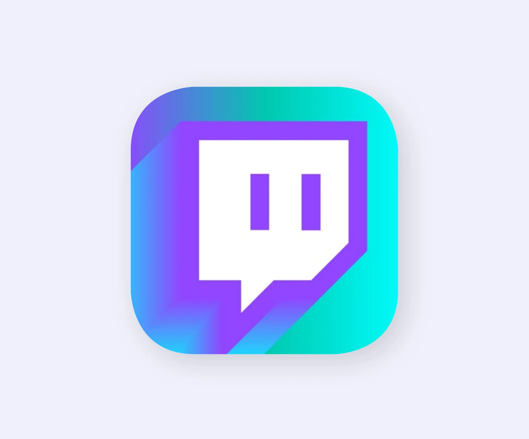 The Glitch as an app icon on a purple-to-teal gradient